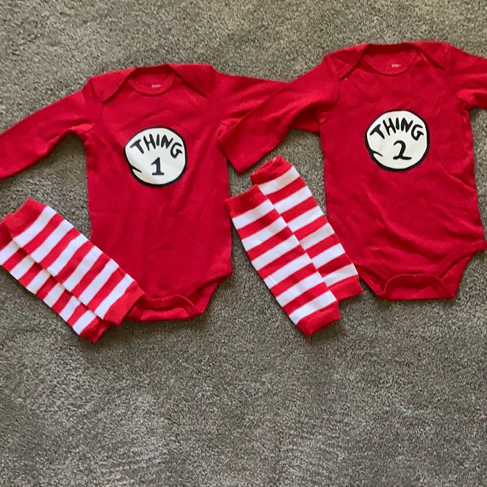 NEW Thing 1 & Thing 2 0-3 mos Onesies costumes